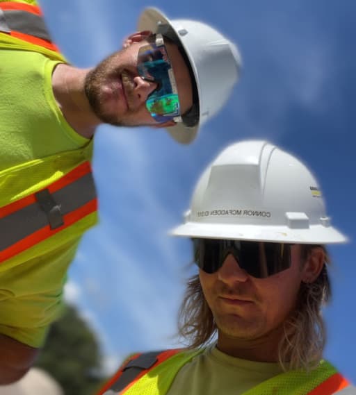 Justin and Connor Working Concrete
